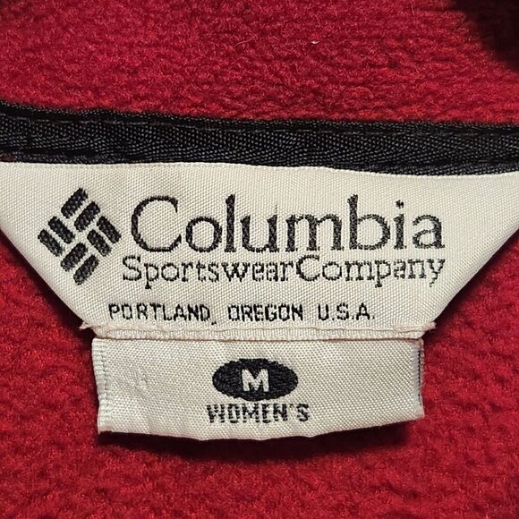 Columbia Sportswear Fleece Vest Womens M Red Full Zip High Collar Button Pockets - Picture 8 of 11
